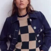 Supersoft Smocked button top Navy Supersoft Smocked button top Navy