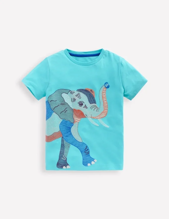 Superstitch T-Shirt Aqua Sea Blue Elephant Superstitch T-Shirt Aqua Sea Blue Elephant