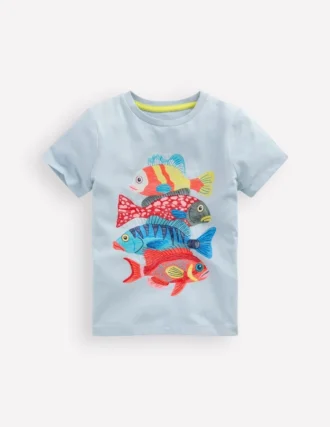 Superstitch T-Shirt Misty Blue Fish
