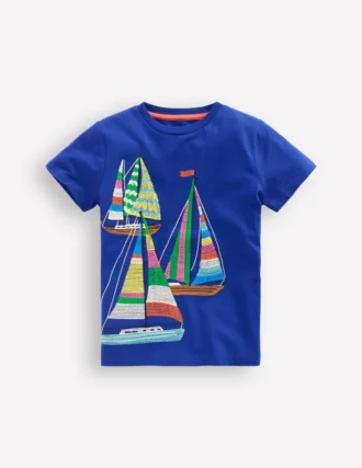 Superstitch T-Shirt Sapphire Blue Boats