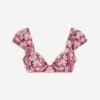 Sweetheart Sleeve Bikini Top Maroon, Botanical Charm Sweetheart Sleeve Bikini Top Maroon, Botanical Charm