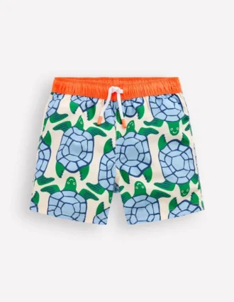 Swim Shorts Calico White Turtles Geo