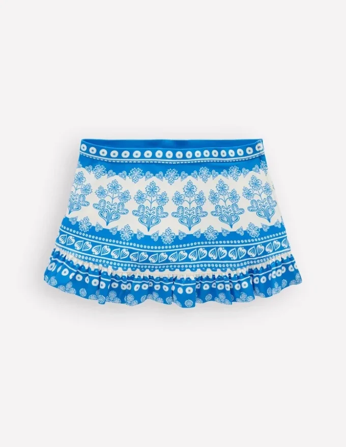 Swim Skirt Azure Blue Woodblock Swim Skirt Azure Blue Woodblock