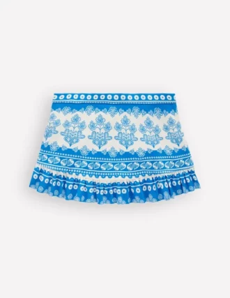 Swim Skirt Azure Blue Woodblock