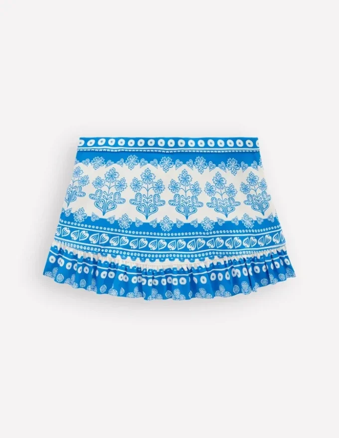 Swim Skirt Azure Blue Woodblock Swim Skirt Azure Blue Woodblock