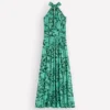 Sydney Twist Neck Jersey Dress Green, Flourishing Meadow