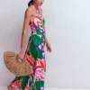 Sydney Twist Neck Jersey Dress Multi, Leafy Cascade Sydney Twist Neck Jersey Dress Multi, Leafy Cascade