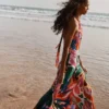 Sydney Twist Neck Jersey Dress Multi, Leafy Cascade Sydney Twist Neck Jersey Dress Multi, Leafy Cascade
