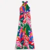 Sydney Twist Neck Jersey Dress Multi, Leafy Cascade Sydney Twist Neck Jersey Dress Multi, Leafy Cascade