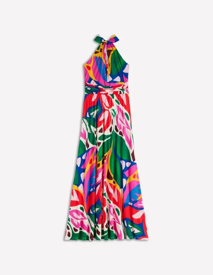 Sydney Twist Neck Jersey Dress Multi, Leafy Cascade Sydney Twist Neck Jersey Dress Multi, Leafy Cascade