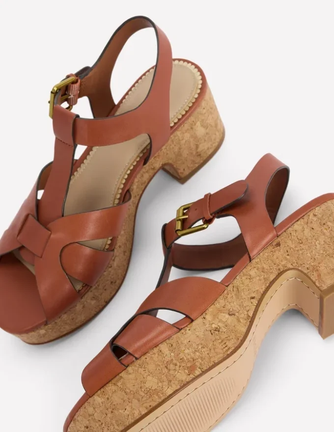 T-bar Wedge Sandals Tan T-bar Wedge Sandals Tan