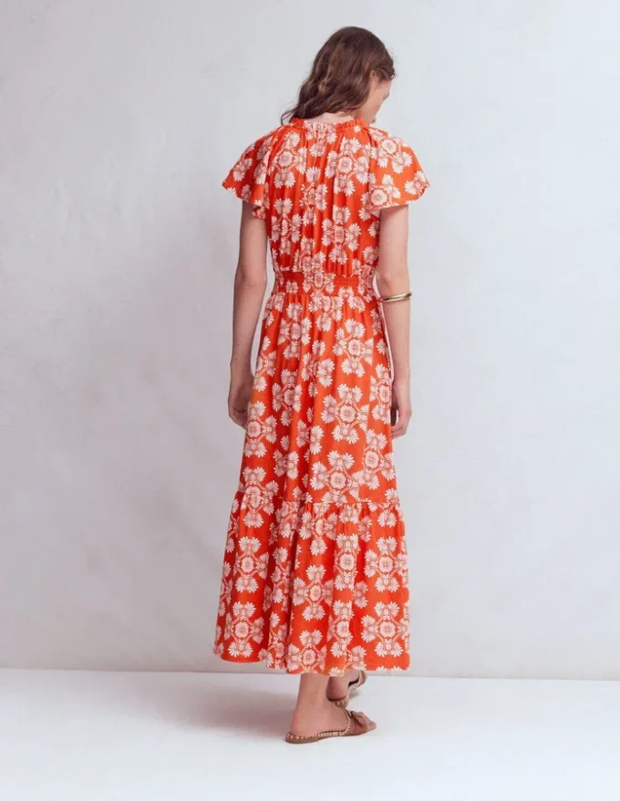 Tala Tiered Jersey Maxi Dress Blood Orange, Botanical Charm Tala Tiered Jersey Maxi Dress Blood Orange, Botanical Charm