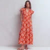 Tala Tiered Jersey Maxi Dress Blood Orange, Botanical Charm Tala Tiered Jersey Maxi Dress Blood Orange, Botanical Charm