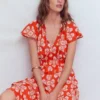 Tala Tiered Jersey Maxi Dress Blood Orange, Botanical Charm Tala Tiered Jersey Maxi Dress Blood Orange, Botanical Charm