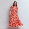Tala Tiered Jersey Maxi Dress Blood Orange, Botanical Charm Tala Tiered Jersey Maxi Dress Blood Orange, Botanical Charm