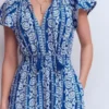 Tala Tiered Jersey Maxi Dress Bright Blue, Ornate Floret Tala Tiered Jersey Maxi Dress Bright Blue, Ornate Floret