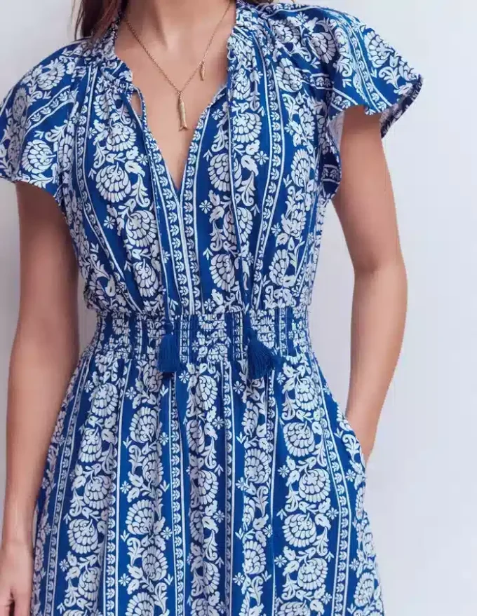Tala Tiered Jersey Maxi Dress Bright Blue, Ornate Floret Tala Tiered Jersey Maxi Dress Bright Blue, Ornate Floret