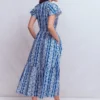 Tala Tiered Jersey Maxi Dress Bright Blue, Ornate Floret Tala Tiered Jersey Maxi Dress Bright Blue, Ornate Floret