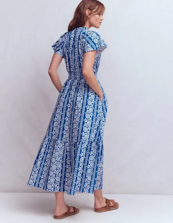 Tala Tiered Jersey Maxi Dress Bright Blue, Ornate Floret Tala Tiered Jersey Maxi Dress Bright Blue, Ornate Floret