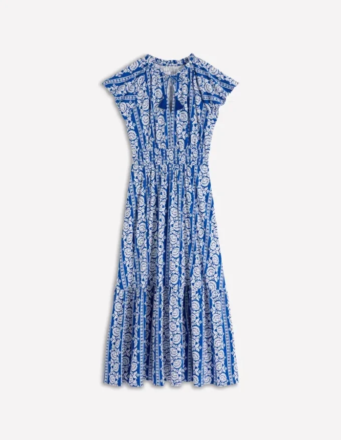Tala Tiered Jersey Maxi Dress Bright Blue, Ornate Floret Tala Tiered Jersey Maxi Dress Bright Blue, Ornate Floret