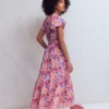 Tala Tiered Jersey Maxi Dress Pink, Flourishing Meadow Tala Tiered Jersey Maxi Dress Pink, Flourishing Meadow