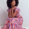 Tala Tiered Jersey Maxi Dress Pink, Flourishing Meadow Tala Tiered Jersey Maxi Dress Pink, Flourishing Meadow