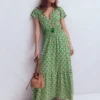 Tala Tiered Jersey Maxi Dress Pistachio, Ornamental Stamp Tala Tiered Jersey Maxi Dress Pistachio, Ornamental Stamp