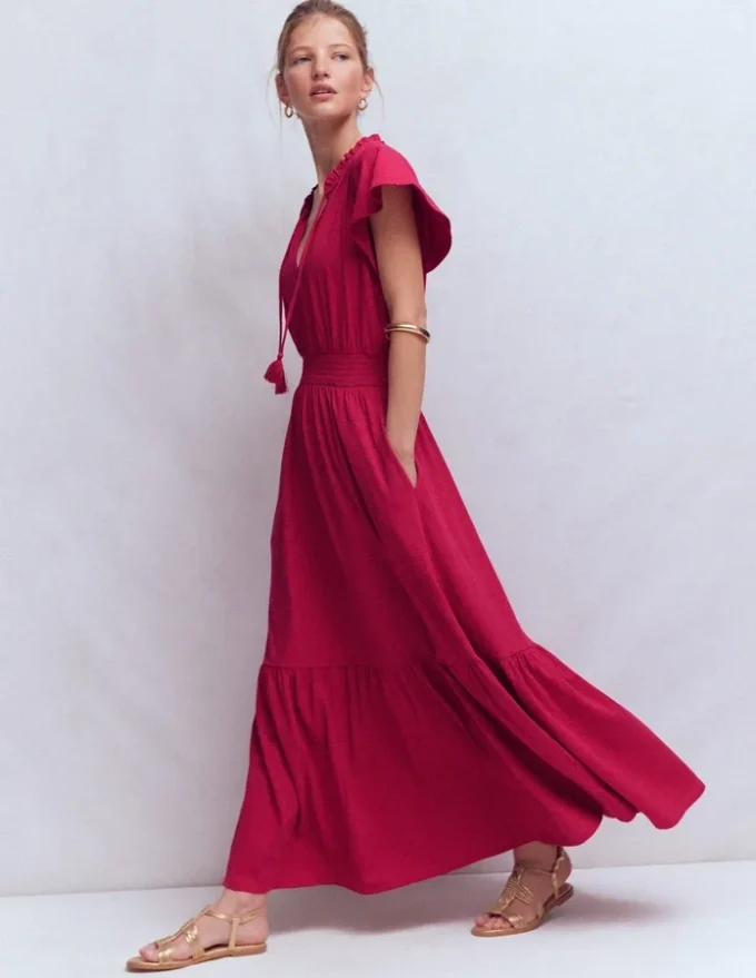 Tala Tiered Jersey Maxi Dress Pomegranate Tala Tiered Jersey Maxi Dress Pomegranate