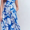 Tamsin Jersey Midi Dress Blue, Botanical Flourish Mono Tamsin Jersey Midi Dress Blue, Botanical Flourish Mono