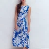 Tamsin Jersey Midi Dress Blue, Botanical Flourish Mono Tamsin Jersey Midi Dress Blue, Botanical Flourish Mono