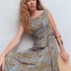 Tamsin Jersey Midi Dress Blue, Enchanted Paisley Tamsin Jersey Midi Dress Blue, Enchanted Paisley
