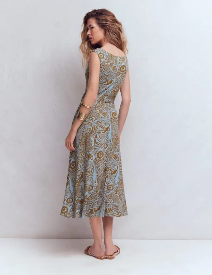 Tamsin Jersey Midi Dress Blue, Enchanted Paisley Tamsin Jersey Midi Dress Blue, Enchanted Paisley