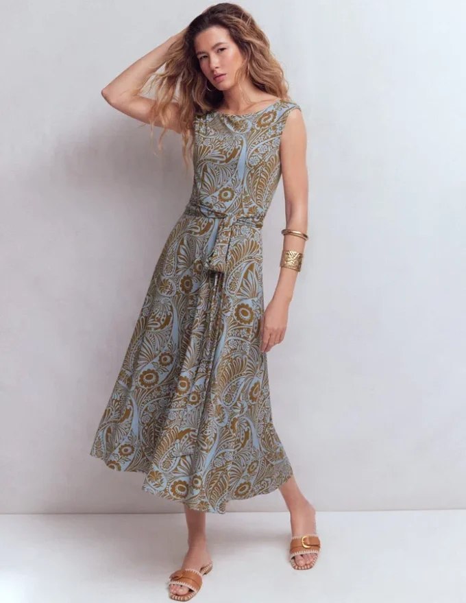 Tamsin Jersey Midi Dress Blue, Enchanted Paisley Tamsin Jersey Midi Dress Blue, Enchanted Paisley