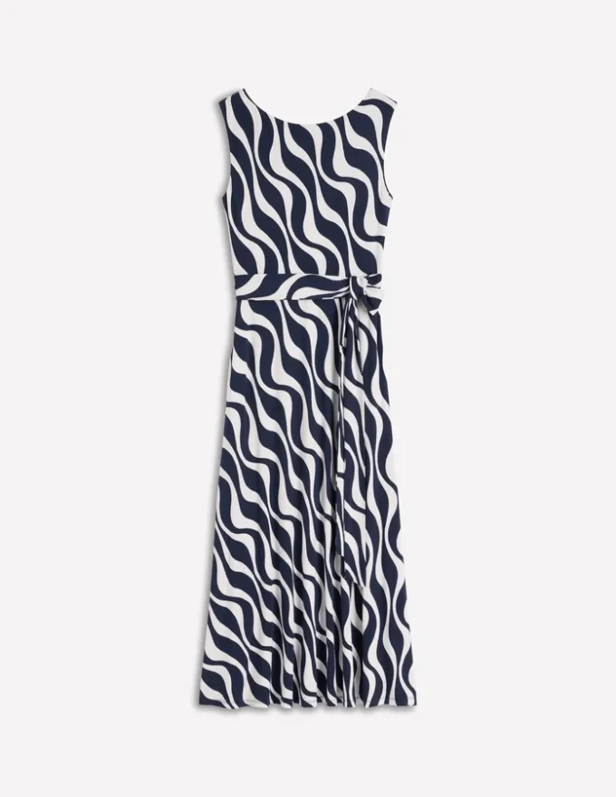 Tamsin Jersey Midi Dress French Navy, Rhythmic Wave Tamsin Jersey Midi Dress French Navy, Rhythmic Wave