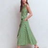 Tamsin Jersey Midi Dress Fresh Green and Ivory Stripe Tamsin Jersey Midi Dress Fresh Green and Ivory Stripe