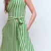 Tamsin Jersey Midi Dress Fresh Green and Ivory Stripe Tamsin Jersey Midi Dress Fresh Green and Ivory Stripe