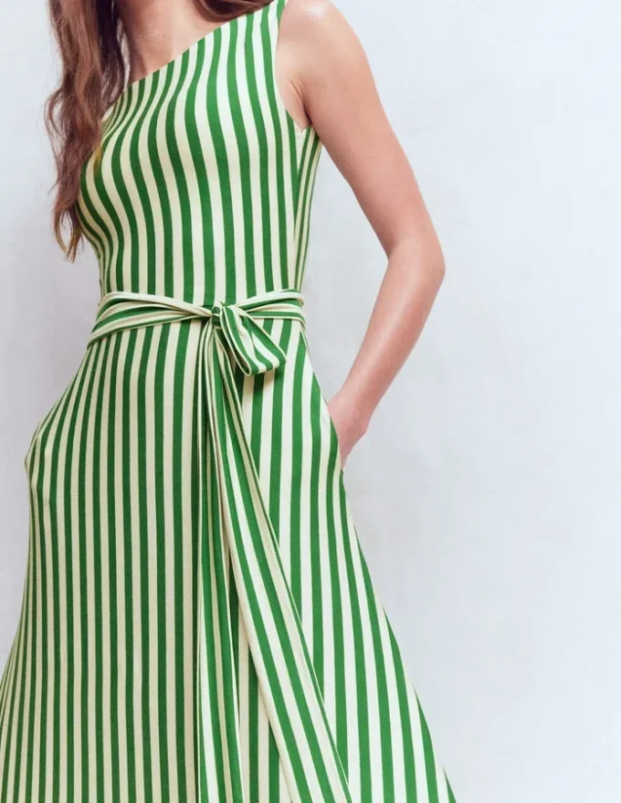 Tamsin Jersey Midi Dress Fresh Green and Ivory Stripe Tamsin Jersey Midi Dress Fresh Green and Ivory Stripe