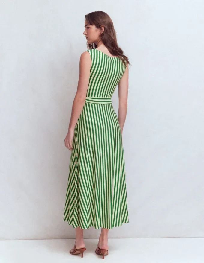 Tamsin Jersey Midi Dress Fresh Green and Ivory Stripe Tamsin Jersey Midi Dress Fresh Green and Ivory Stripe