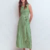 Tamsin Jersey Midi Dress Fresh Green and Ivory Stripe Tamsin Jersey Midi Dress Fresh Green and Ivory Stripe