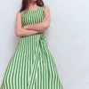 Tamsin Jersey Midi Dress Fresh Green and Ivory Stripe Tamsin Jersey Midi Dress Fresh Green and Ivory Stripe