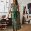 Tamsin Jersey Midi Dress Fresh Green and Ivory Stripe Tamsin Jersey Midi Dress Fresh Green and Ivory Stripe