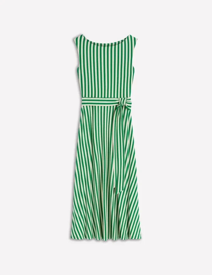 Tamsin Jersey Midi Dress Fresh Green and Ivory Stripe Tamsin Jersey Midi Dress Fresh Green and Ivory Stripe