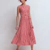 Tamsin Jersey Midi Dress Merida Red and Ivory Stripe Tamsin Jersey Midi Dress Merida Red and Ivory Stripe