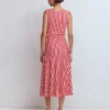 Tamsin Jersey Midi Dress Merida Red and Ivory Stripe Tamsin Jersey Midi Dress Merida Red and Ivory Stripe