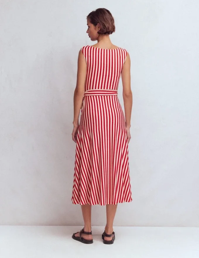 Tamsin Jersey Midi Dress Merida Red and Ivory Stripe Tamsin Jersey Midi Dress Merida Red and Ivory Stripe