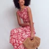 Tamsin Jersey Midi Dress Spicy Red, Tigers Paradise Tamsin Jersey Midi Dress Spicy Red, Tigers Paradise