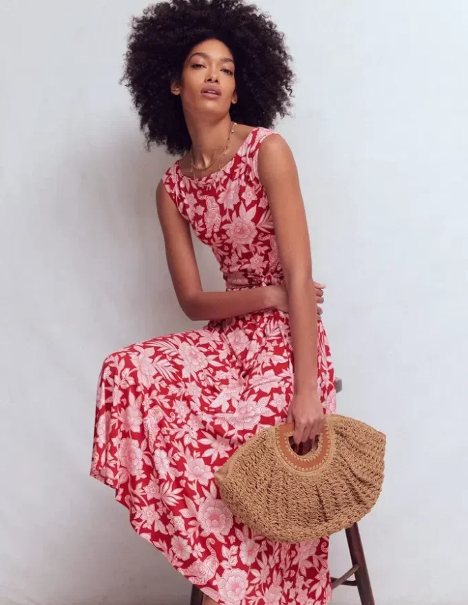 Tamsin Jersey Midi Dress Spicy Red, Tigers Paradise Tamsin Jersey Midi Dress Spicy Red, Tigers Paradise