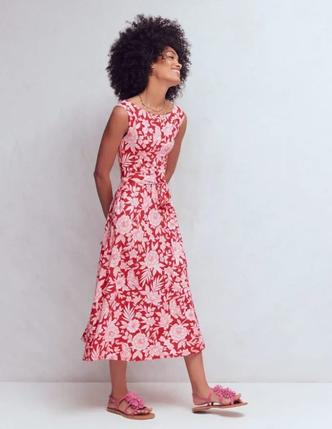 Tamsin Jersey Midi Dress Spicy Red, Tigers Paradise Tamsin Jersey Midi Dress Spicy Red, Tigers Paradise
