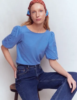 Tape Lace T-shirt Forget Me Not Blue