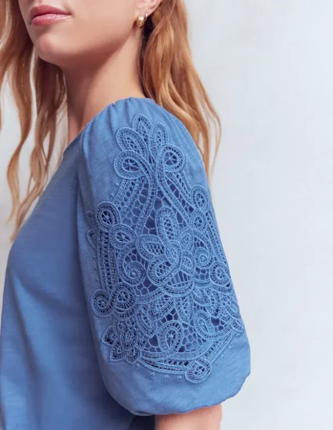 Tape Lace T-shirt Forget Me Not Blue Tape Lace T-shirt Forget Me Not Blue